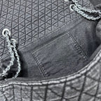 Chanel Large Classic Flap Bag (Grey Quilted Denim)