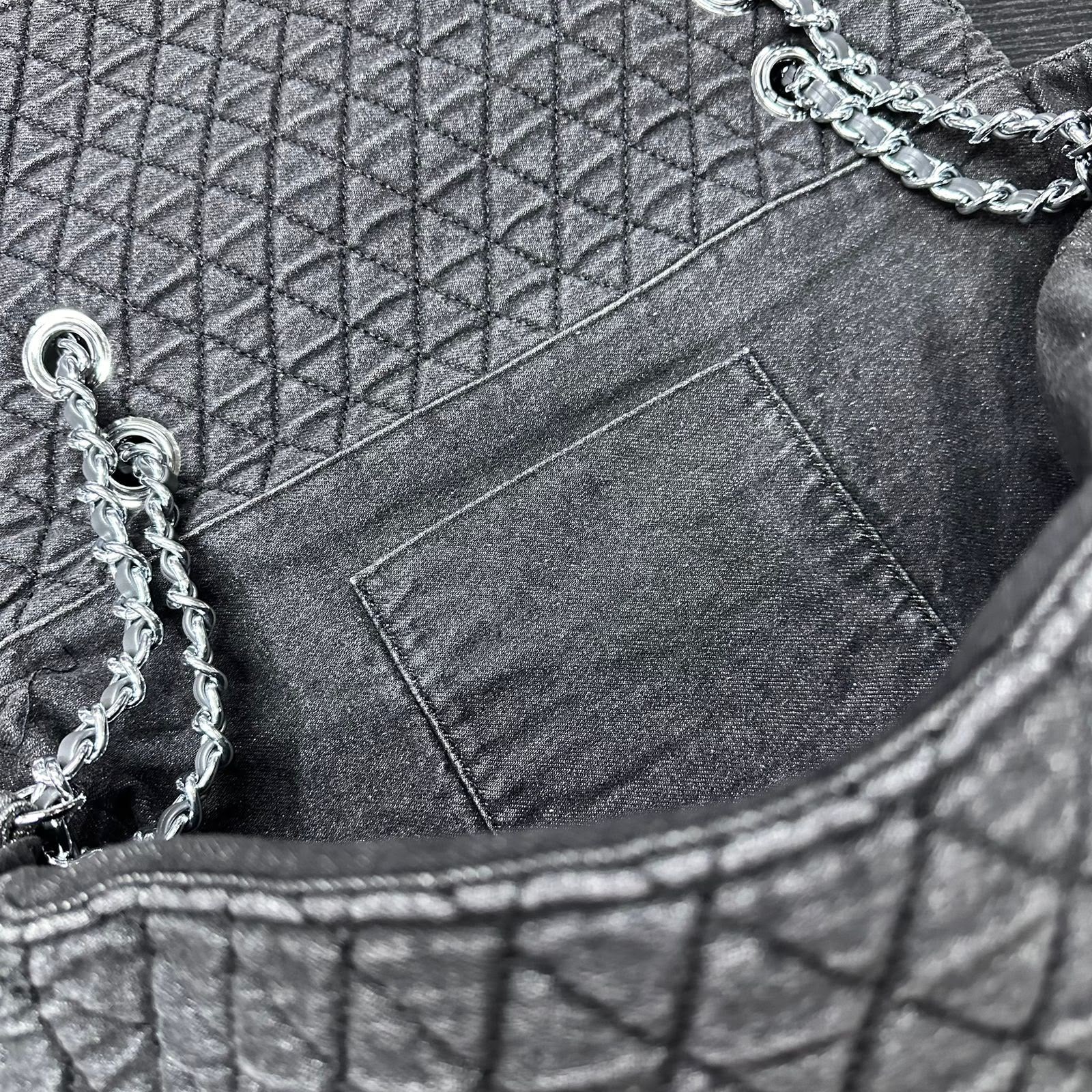 Chanel Large Classic Flap Bag (Grey Quilted Denim)