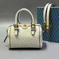 Tory Burch T Monogram Leather Mini Barrel Bag (White / New Ivory)