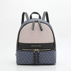 Michael Kors Abbey Medium Signature Logo Backpack (Denim Blue Multi / Black)