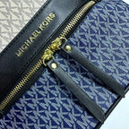 Michael Kors Abbey Medium Signature Logo Backpack (Denim Blue Multi / Black)