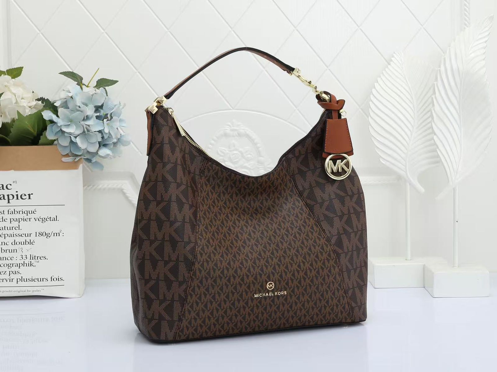 Michael Kors Signature Logo Large Hobo Bag (Brown / Acorn)