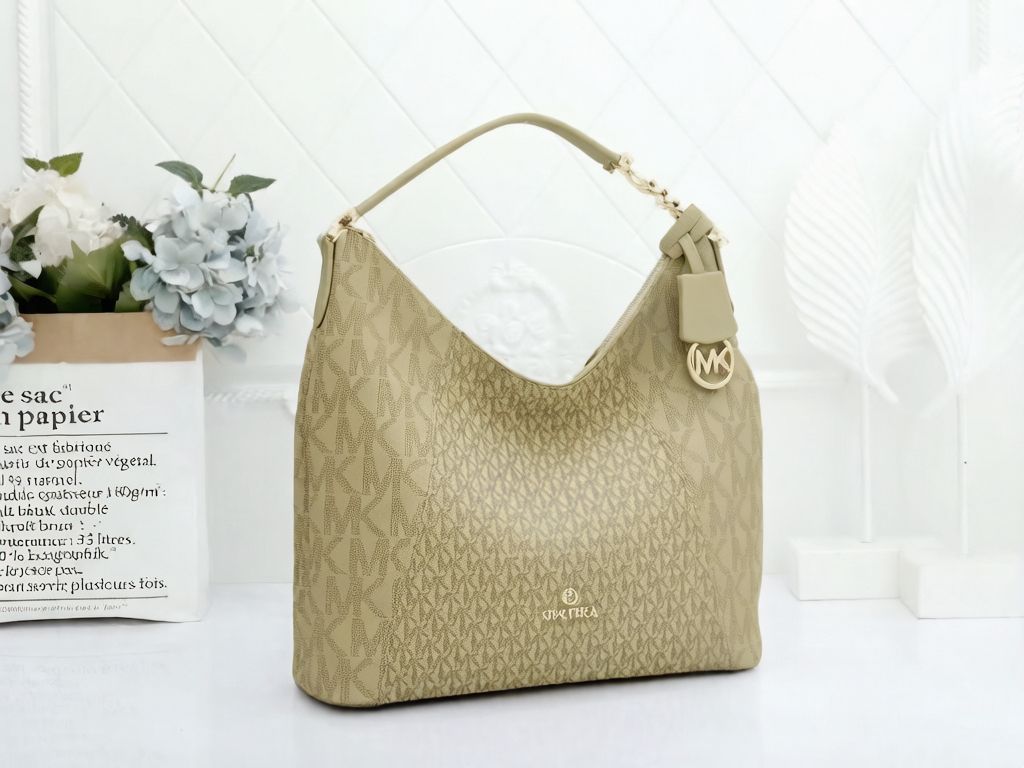 Michael Kors Signature Logo Large Hobo Bag (Beige / Khaki)