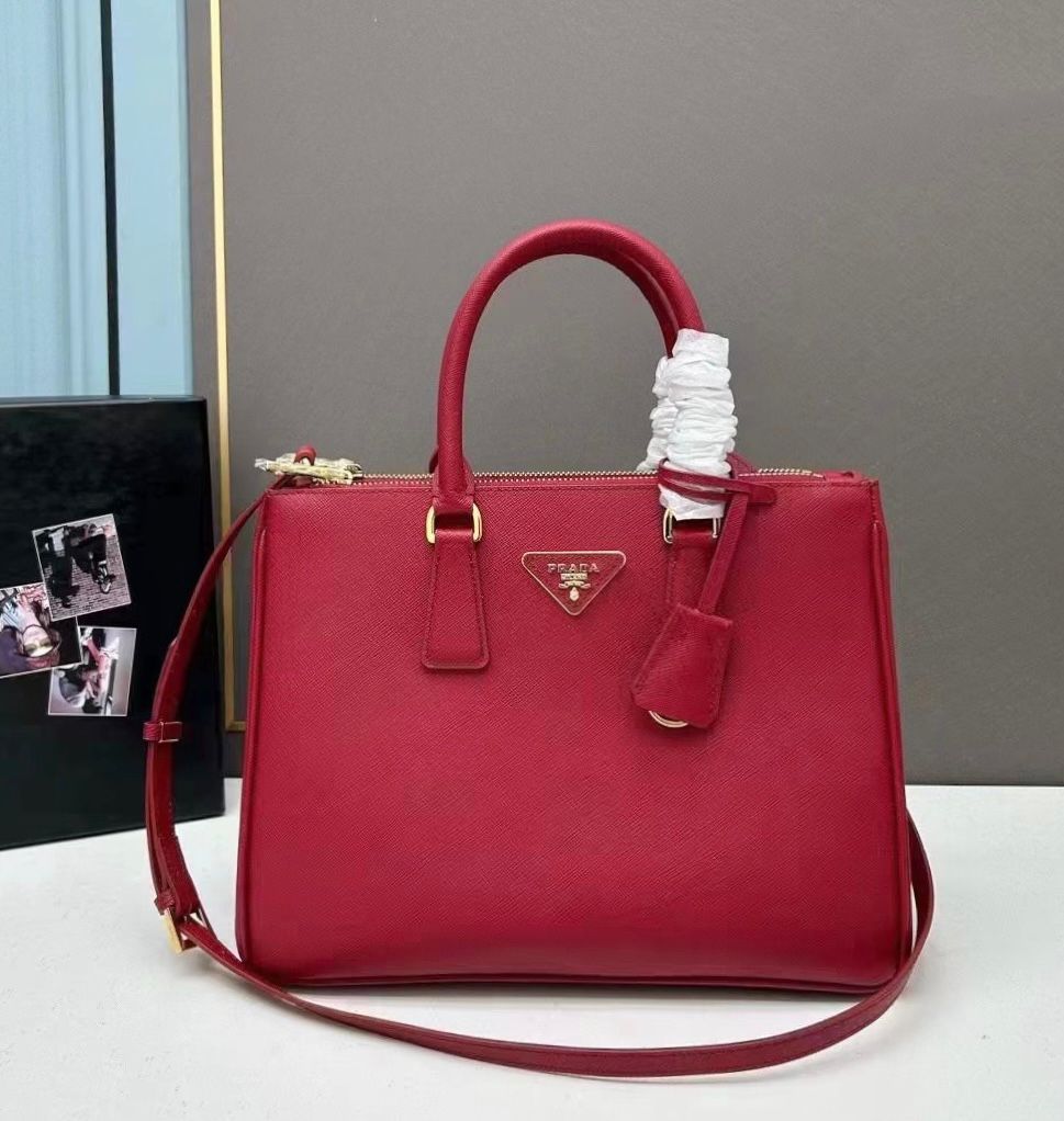 Prada Galleria Saffiano Leather Bag (Red / Fuoco)
