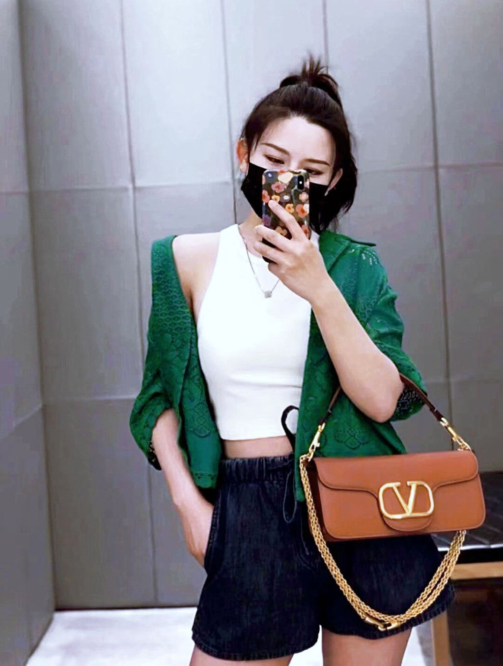 Valentino Garavani Locò Shoulder Bag (Tan / Brown)
