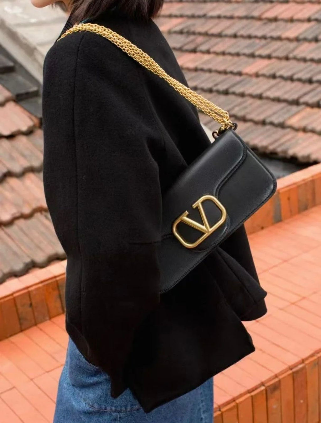 Valentino Garavani Locò Shoulder Bag (Black)