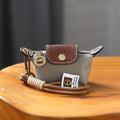Longchamp Le Pliage Re-Play Pouch Keyring (Grey/Brown)