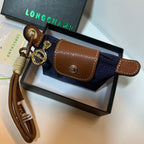 Longchamp Le Pliage Re-Play Pouch Keyring (Navy/Brown)