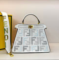 Fendi Peekaboo ISeeU Medium Bag (White with Interwoven FF Logo)