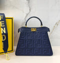 Fendi Peekaboo ISeeU Medium Bag (Navy Blue with Interwoven FF Logo)