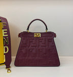 Fendi Peekaboo ISeeU Medium Bag (Burgundy/Bordeaux with Interwoven FF Logo)