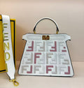 Fendi Peekaboo ISeeU Medium Bag (White with Multi-Color Interwoven FF Logo)