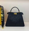 Fendi Peekaboo ISeeU Medium Bag (Black with Interwoven FF Logo)