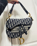 Christian Dior Saddle Bag with Strap (Blue Dior Oblique Jacquard)