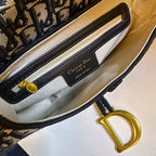 Christian Dior Saddle Bag with Strap (Blue Dior Oblique Jacquard)