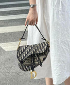 Christian Dior Saddle Bag with Strap (Blue Dior Oblique Jacquard)