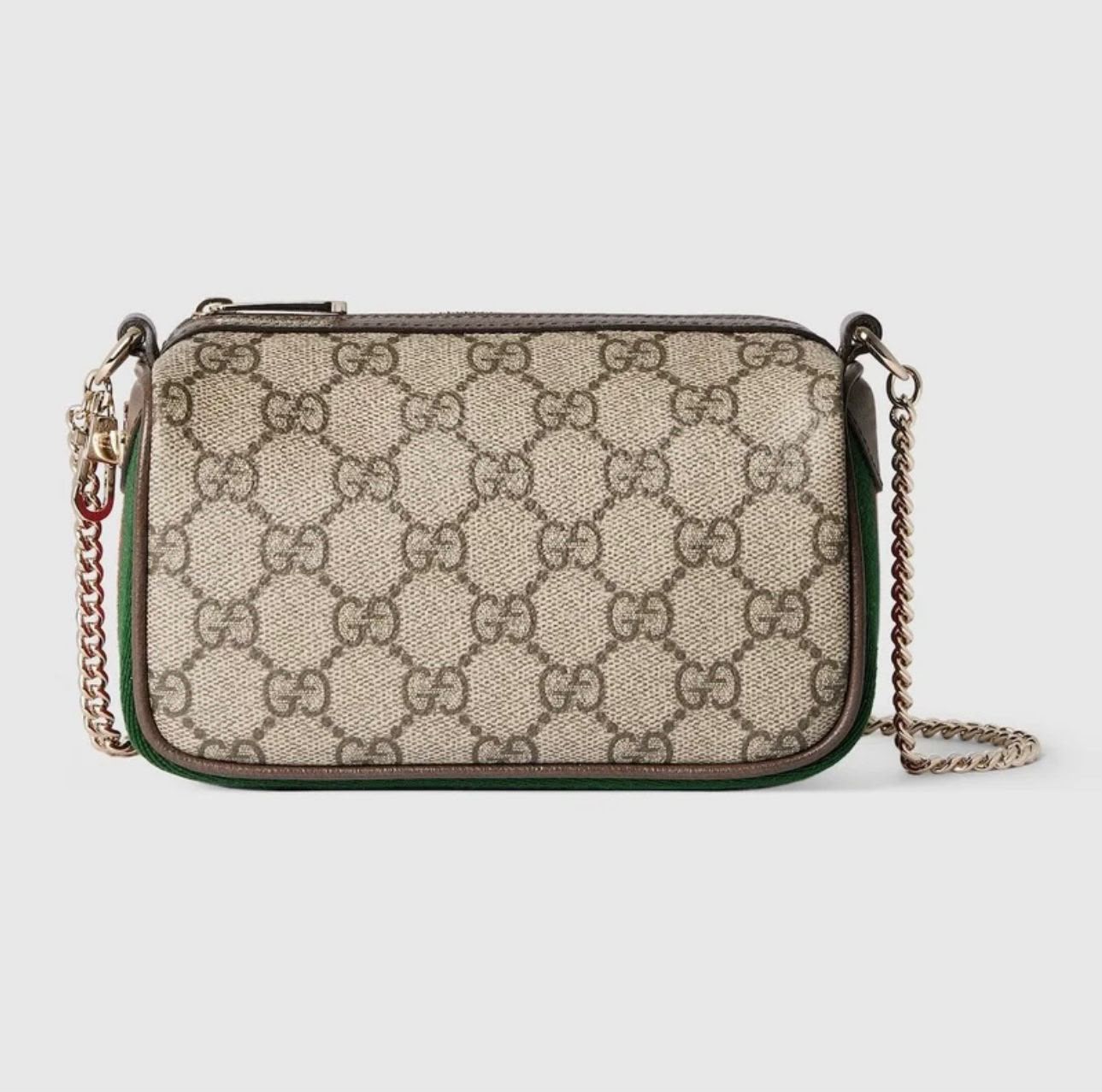 Gucci Ophidia Mini Bag (Beige and Ebony GG Supreme Canvas / Green and Red Web)