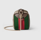 Gucci Ophidia Mini Bag (Beige and Ebony GG Supreme Canvas / Green and Red Web)