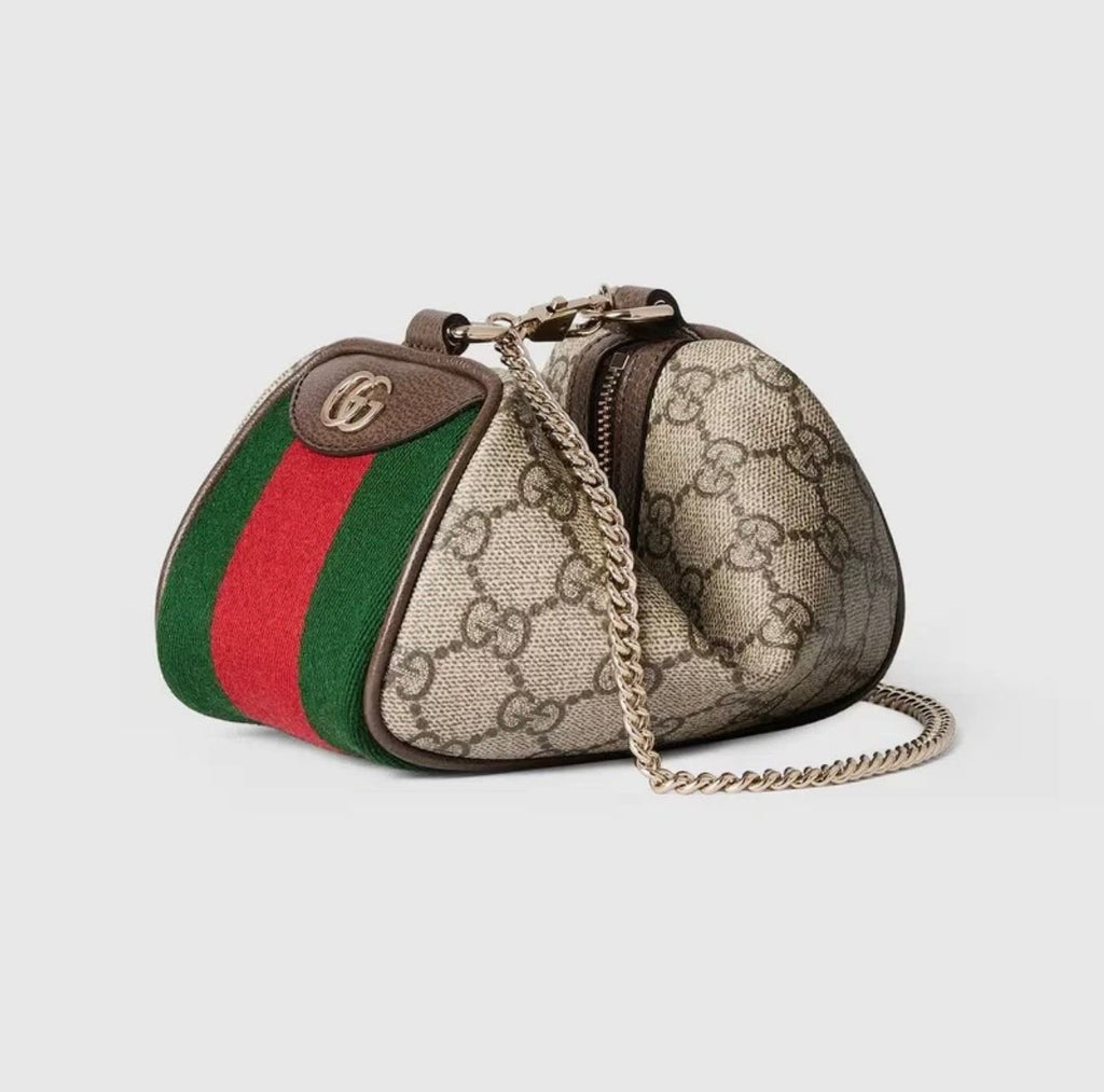 Gucci Ophidia Mini Bag (Beige and Ebony GG Supreme Canvas / Green and Red Web)