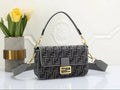 Fendi Baguette Medium FF Jacquard Bag (Grey / Charcoal)
