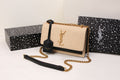 Saint Laurent Sunset Medium Chain Bag in Tweed and Smooth Leather (White / Ivory)