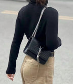 Saint Laurent Kate Tassel Shoulder Bag (Black Croc-Embossed Leather with Silver Hardware)