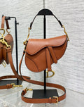 Christian Dior Saddle Bag with Strap (Cognac Grained Calfskin)
