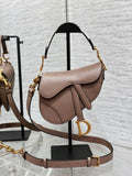 Christian Dior Saddle Bag with Strap (Grayish-Stone / Taupe Grained Calfskin)