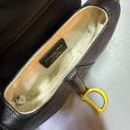 Christian Dior Saddle Bag with Strap (Black Box Calfskin)
