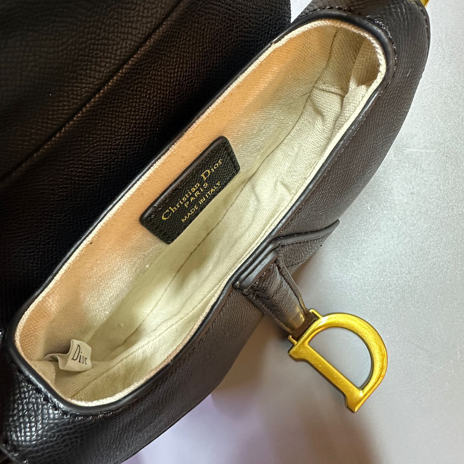 Christian Dior Saddle Bag with Strap (Black Box Calfskin)