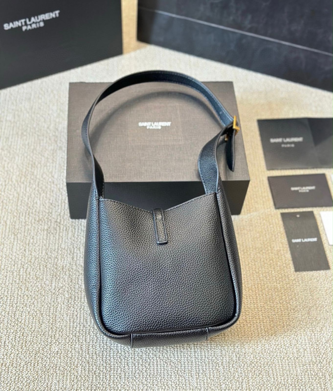 Saint LaurentToy 5 à 7 Bucket Bag (Black Grained Leather)