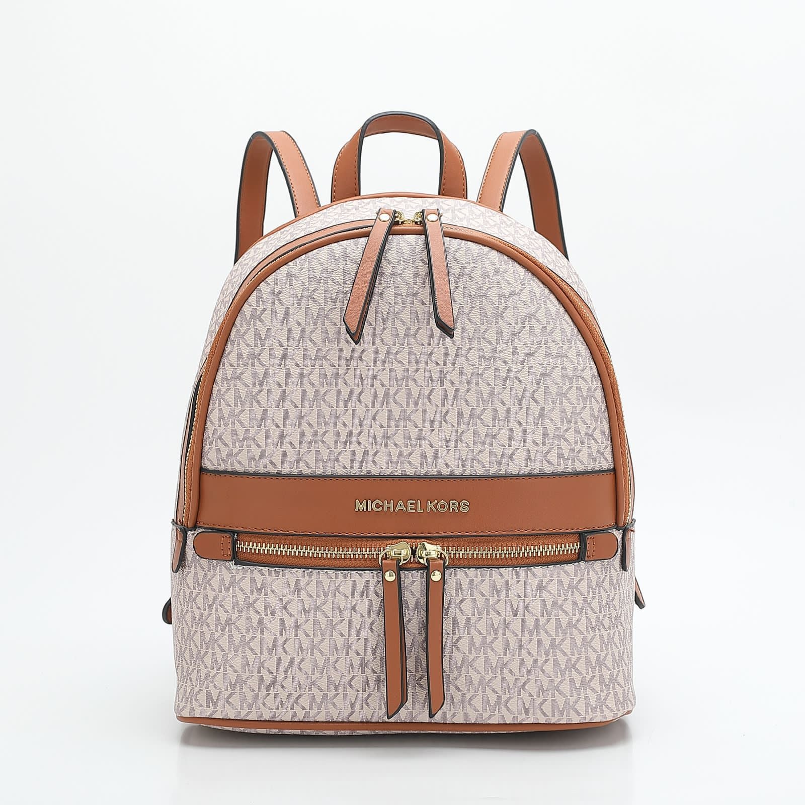 MichaelMichael Kors Abbey Medium Signature Logo Backpack (Vanilla / Acorn)