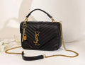 Saint Laurent Medium College Monogram Bag (Black with Gold Hardware)