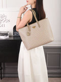 Prada Symbole Embroidered Fabric Tote Bag (Beige / Khaki / Taupe)