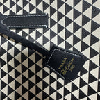 Prada Symbole Embroidered Fabric Tote Bag (Black / Beige)