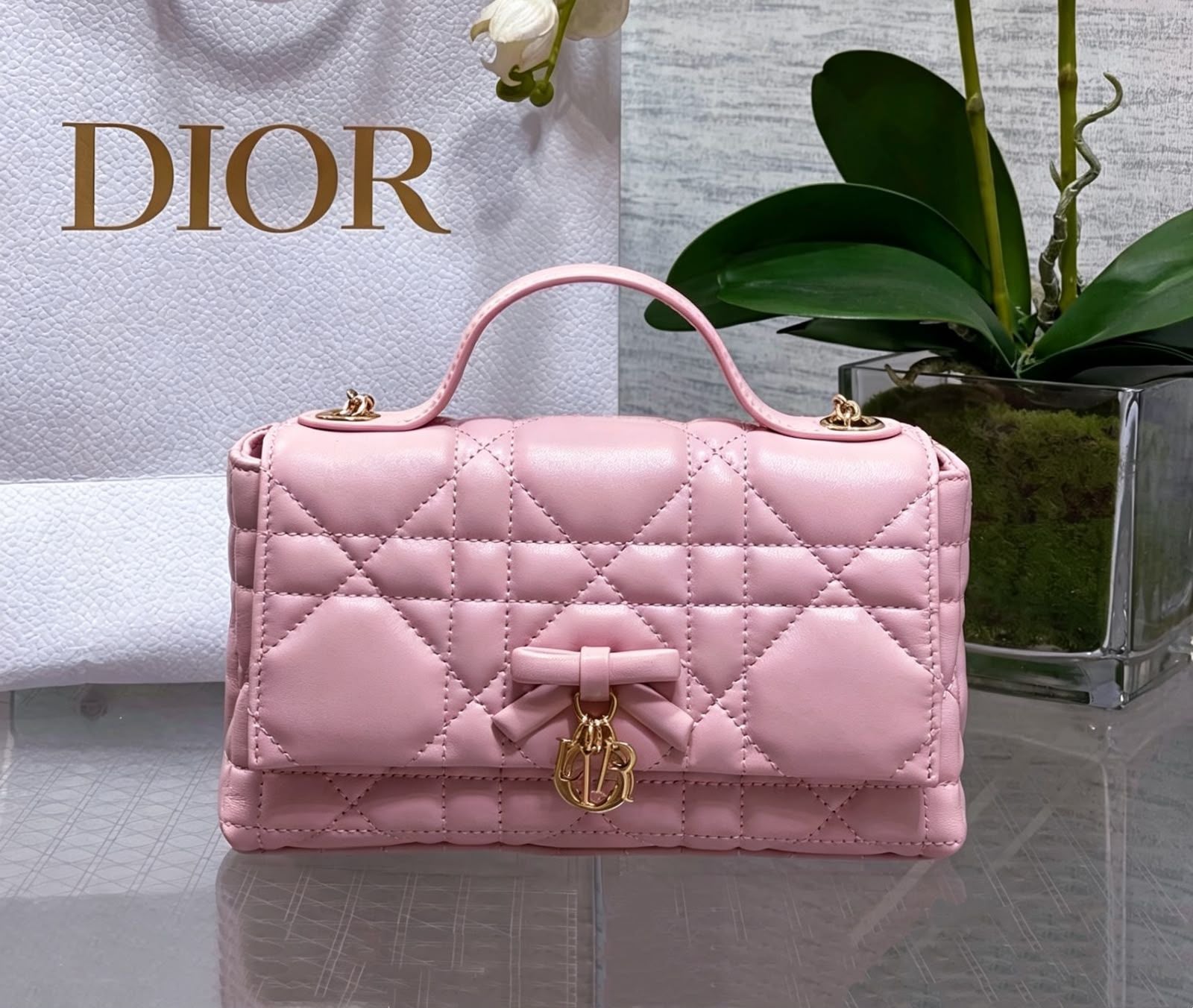 Lady Dior Miss Dior Flap Bag (Pink / Melocoton Pink)
