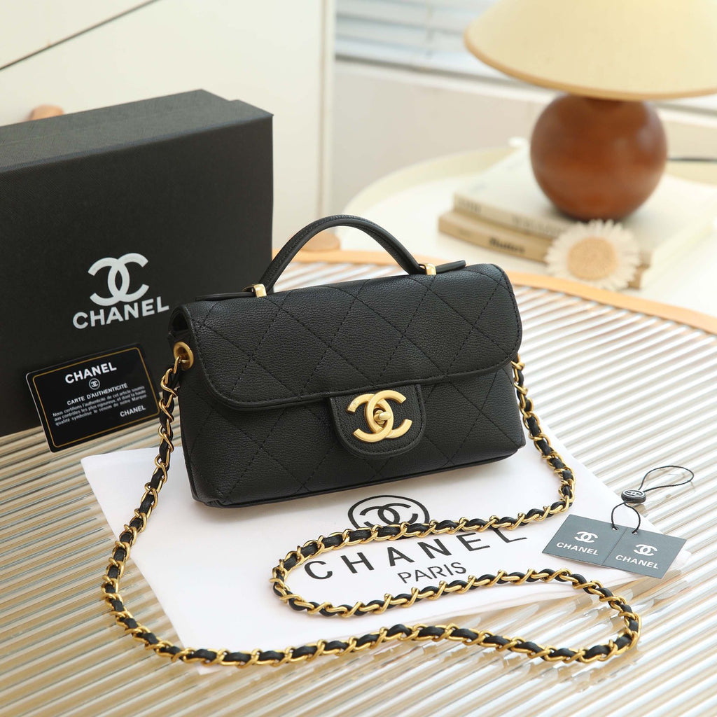 Chanel Trendy CC Mini Flap Bag with Top Handle (Black)