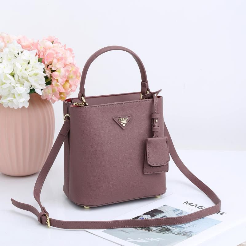 Prada Panier Saffiano Leather Bag (Mauve / Dusty Pink)