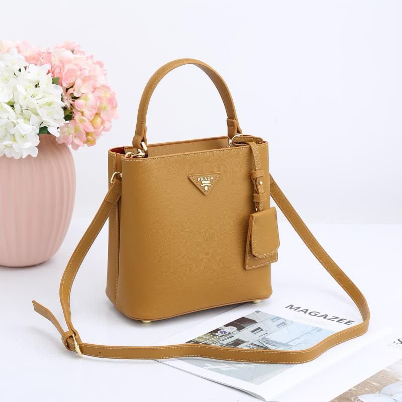 Prada Panier Saffiano Leather Bag (Ochre / Mustard Yellow)