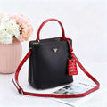Prada Panier Saffiano Leather Bag (Black / Red / Crocodile-Effect Trim)