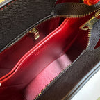 Prada Panier Saffiano Leather Bag (Black / Red / Crocodile-Effect Trim)