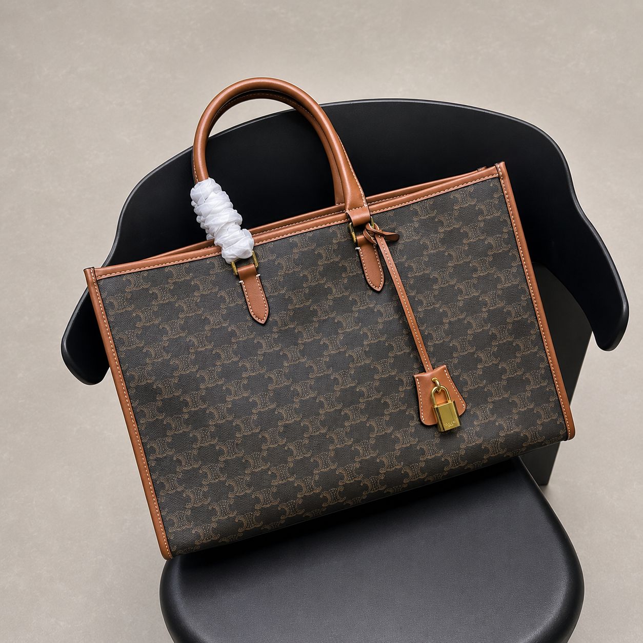 Celine Horizontal Cabas in Triomphe Canvas (Tan)