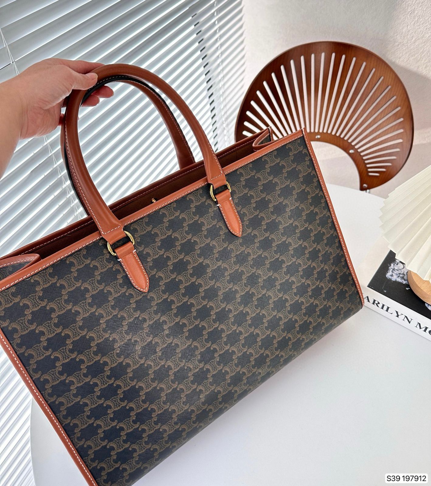 Celine Horizontal Cabas in Triomphe Canvas (Tan)