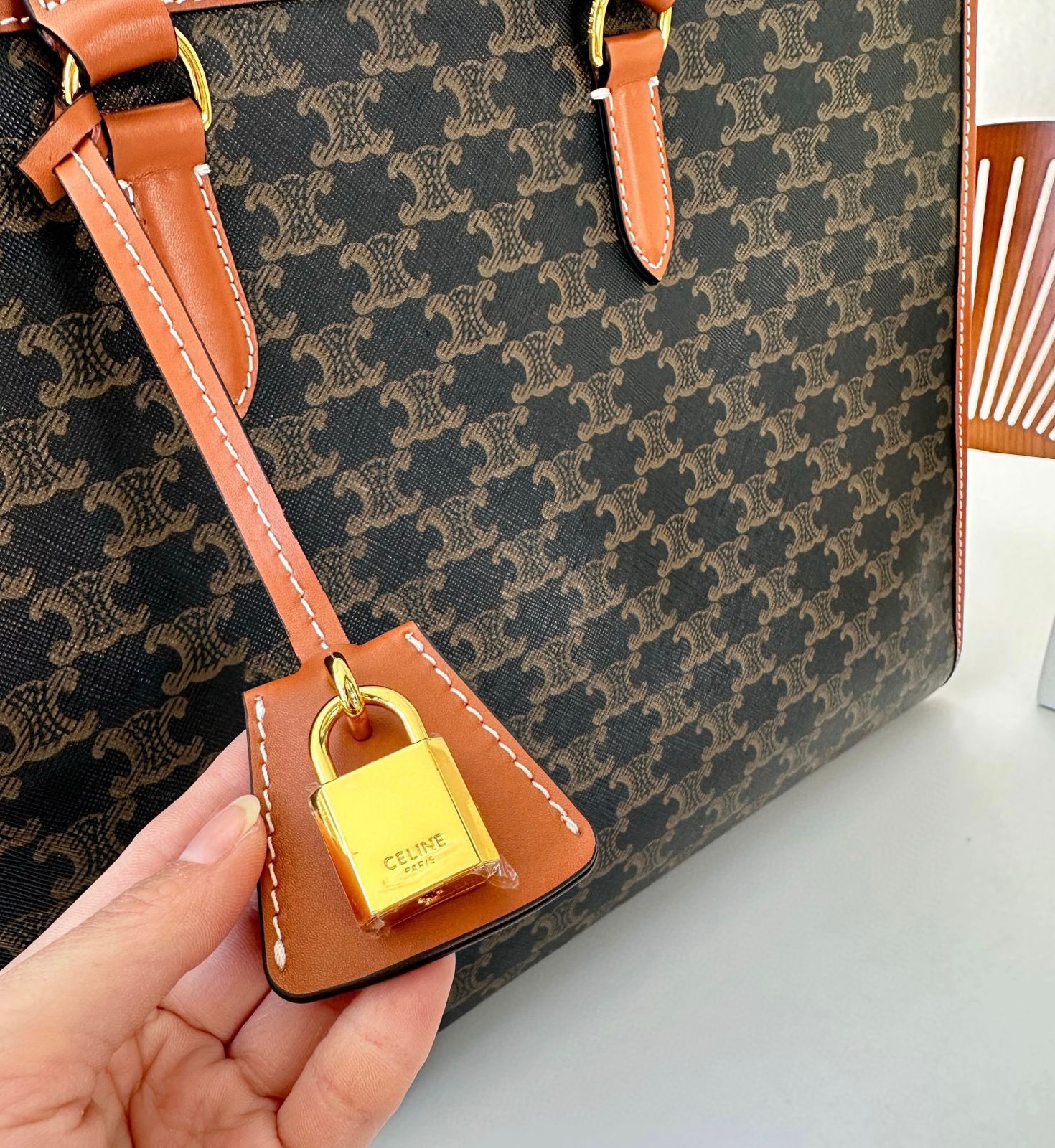 Celine Horizontal Cabas in Triomphe Canvas (Tan)