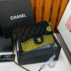 Chanel Wicker and Lambskin Flap Bag (Black & Gold)