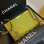 Chanel Wicker and Lambskin Flap Bag (Black & Gold)