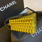 Chanel Wicker and Lambskin Flap Bag (Black & Gold)