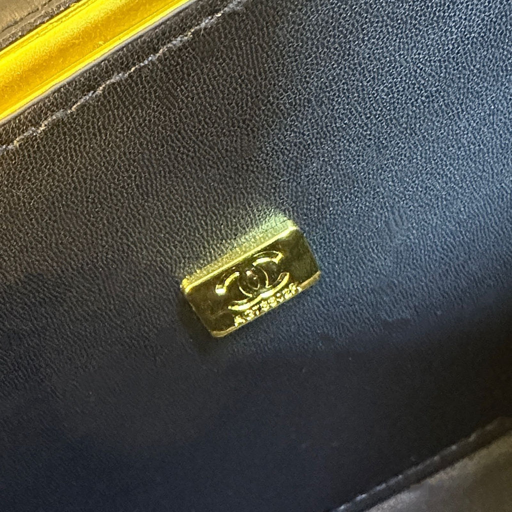 Chanel Wicker and Lambskin Flap Bag (Black & Gold)
