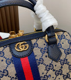 Gucci Ophidia Crystal Small Boston Bag (Beige & Blue)