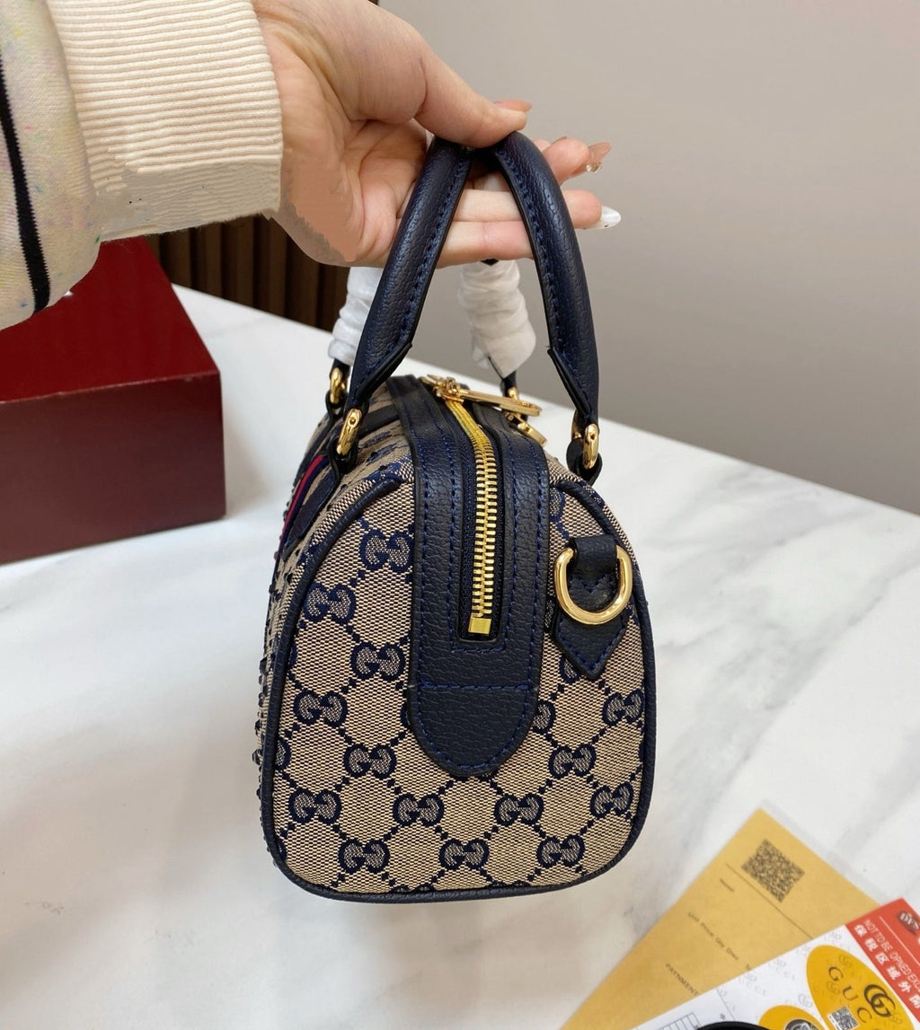 Gucci Ophidia Crystal Small Boston Bag (Beige & Blue)
